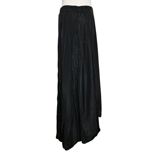 Planet by Lauren G Black Washable Silk Bubble Maxi Asymmetrical Skirt Size Large - Picture 1 of 8